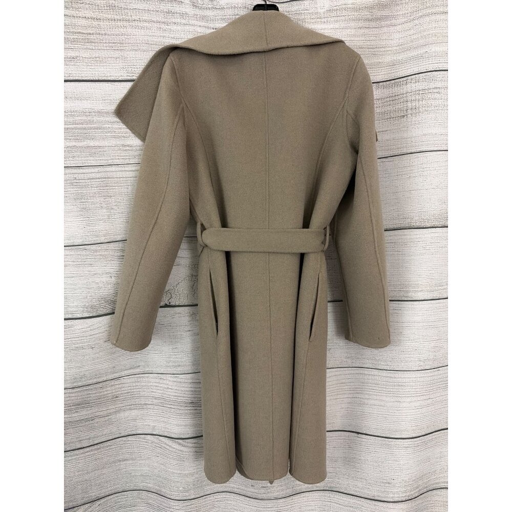 Tahari Beige Wool-Blend Wrap Coat With Belt Size L - Picture 3 of 4